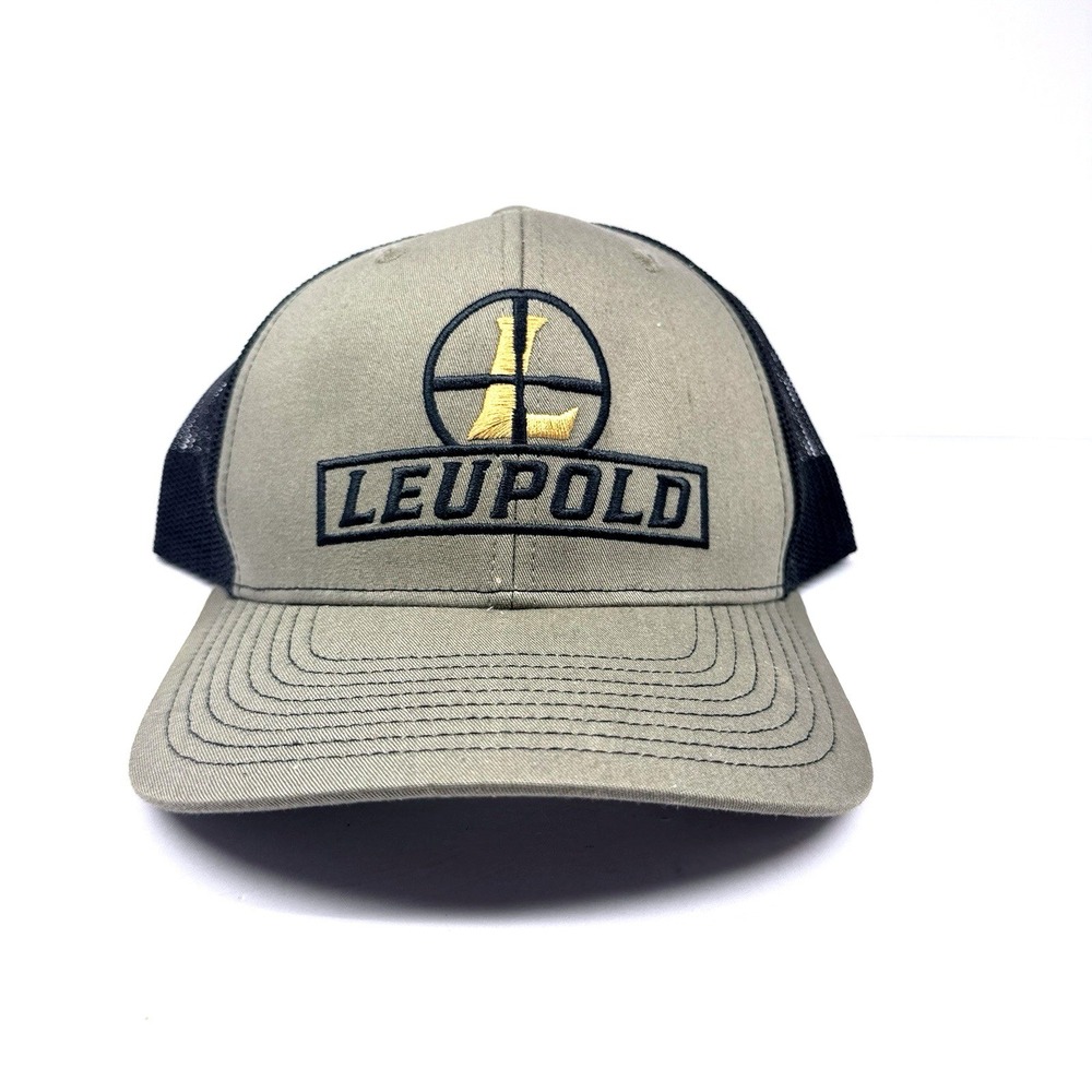 Leupold Trucker Hat Olive‎ Black Mesh Snapback Embroidered Logo Cap NWOT